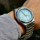 Ρολόι Citizen Super Titanium Zenshin 60 NK5020-58L με Ασημί Μπρασελέ & Γαλάζιο Καντράν