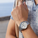 Ρολόι Gant Cleveland G132002 χρονογράφος με ασημί ατσάλινο μπρασελέ και άασπρο καντράν διαμέτρου 43.5mm.