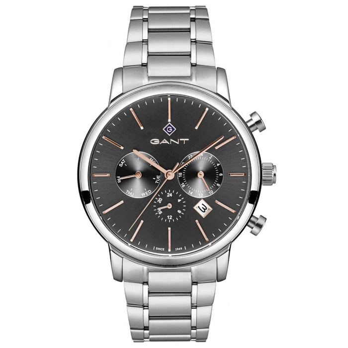 Ρολόι Gant Cleveland G132003 χρονογράφος με ασημί ατσάλινο μπρασελέ και γκρι καντράν διαμέτρου 43.5mm.
