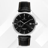 Ρολόι Gant East Hill G165001 με μαύρο  δερμάτινο λουράκι και μαύρο  καντράν διαμέτρου 43mm.