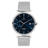 Ρολόι Gant East Hill G165004 με ασημί ατσάλινο μπρασελέ και μπλε καντράν διαμέτρου 43mm.