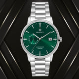 Ρολόι Gant East Hill G165019 με ασημί ατσάλινο μπρασελέ και πράσινο καντράν διαμέτρου 43mm.