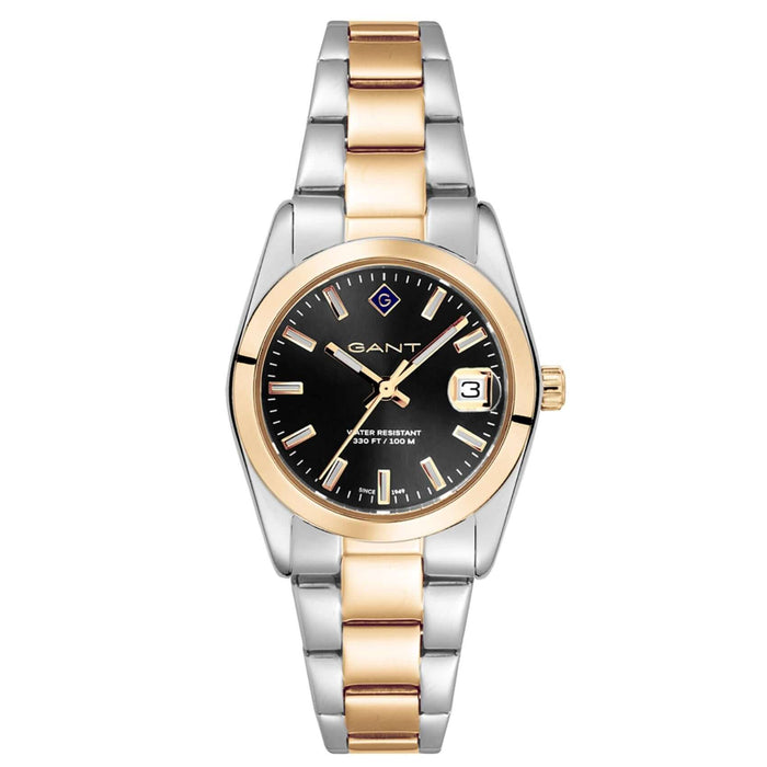 Ρολόι Gant Everett Mini G186003 με δίχρωμο ασημί-χρυσό ατσάλινο μπρασελέ και μαύρο καντράν διαμέτρου 28mm.