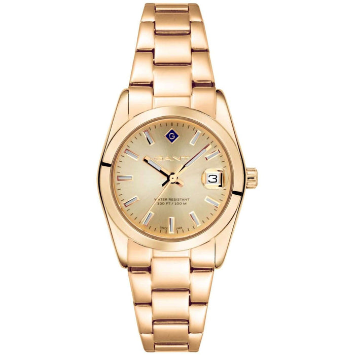 Ρολόι Gant Everett Mini G186006 με χρυσό ατσάλινο μπρασελέ και χρυσό καντράν 28mm με ημερομηνία.