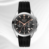 Ρολόι Gant Hammondsport G168002 χρονογράφος με μαύρο καουτσούκ λουράκι και μαύρο καντράν διαμέτρου 44mm.