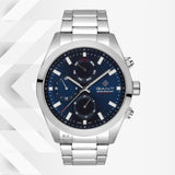 Ρολόι Gant Rochester G183003 χρονογράφος με ασημί ατσάλινο μπρασελέ και μπλε καντράν διαμέτρου 43.5mm.