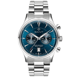 Αντρικό Ρολόι Gant Spencer G135003 Χρονογράφος Με Ασημί Μπρασελέ & Μπλε Καντράν