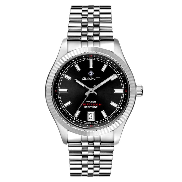 Ρολόι Gant Sussex 44 G166001 με ασημί ατσάλινο μπρασελέ και μαύρο καντράν διαμέτρου 43.5mm.