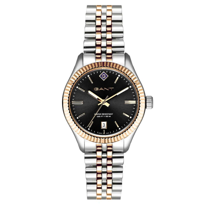Ρολόι Gant Sussex G136010 με δίχρωμο ασημί-χρυσό ατσάλινο μπρασελέ και άσπρο καντράν διαμέτρου 34mm.