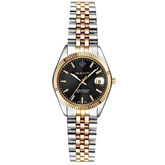 Ρολόι Gant Sussex Mini G181005 με δίχρωμο ασημί-χρυσό ατσάλινο μπρασελέ και μαύρο καντράν διαμέτρου 28mm.