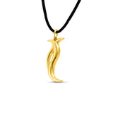 Γούρι κολιέ 2026 με σύμβολο φλόγας από επιχρυσωμένο ασήμι 925 και μαύρο κορδόνι 45–55 cm, σε minimal αισθητική Themelidis Jewels