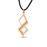 Γούρι κολιέ 2026 από ασήμι 925 με επίστρωση ροζ χρυσού, γεωμετρικό συνεχές σχέδιο και μαύρο κορδόνι 45–55 cm