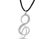 Γούρι κολιέ 2026 με Κλειδί του Σολ από ασήμι 925 και μαύρο κορδόνι 45–55 cm, σε minimal αισθητική Themelidis Jewels.