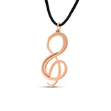 Γούρι κολιέ 2026 με Κλειδί του Σολ από ασήμι 925 με επίστρωση ροζ χρυσού και μαύρο κορδόνι 45–55 cm, σε minimal αισθητική Themelidis Jewels.