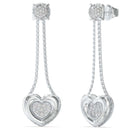 Κρεμαστά Σκουλαρίκια Guess L.O.V.E. JUBE05462JWRHT/U Ασημί με Καρδιές και Ζιργκόν