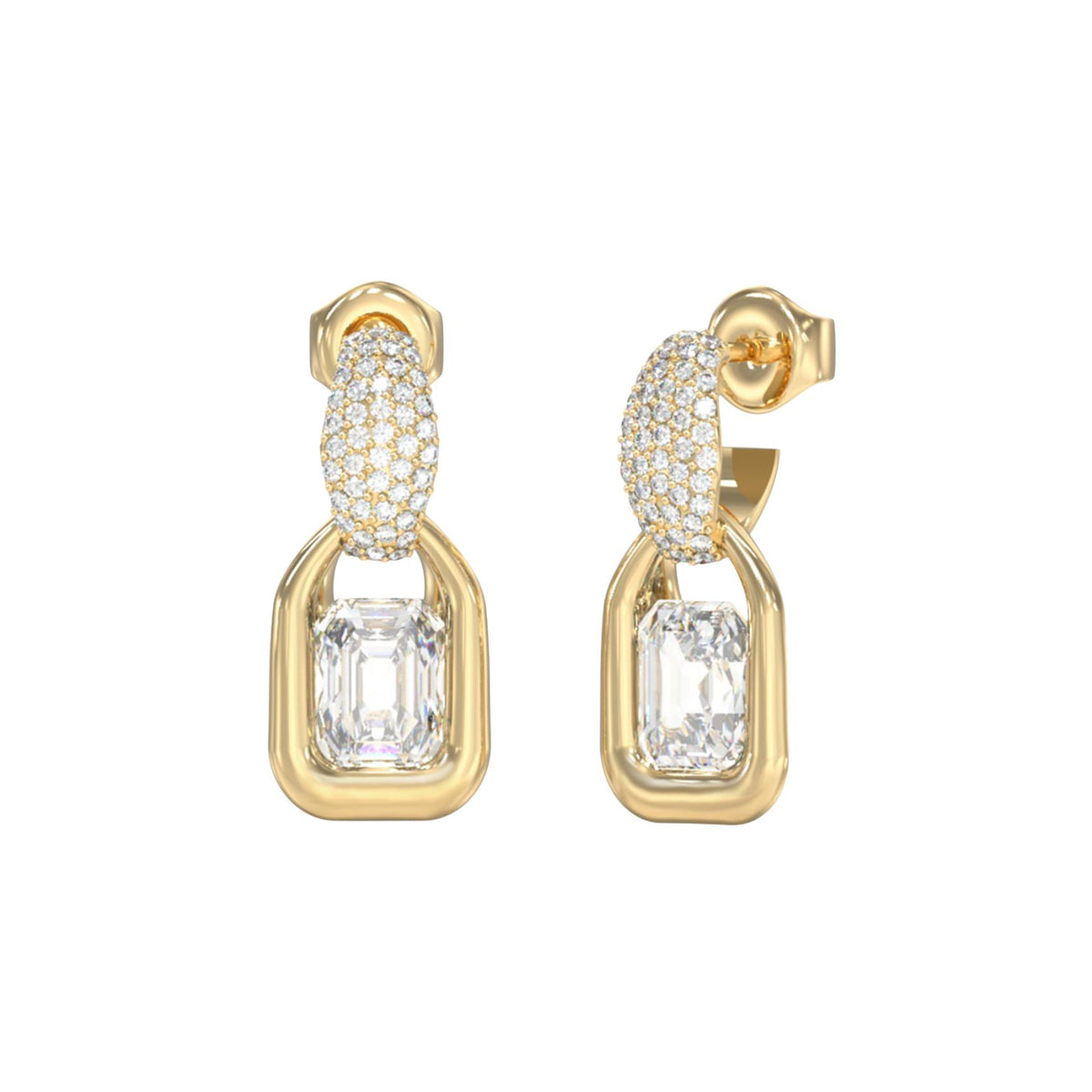 Γυναικεία κρεμαστά σκουλαρίκια Guess Radiosa JUBE06391JWYGT/U χρυσά με πέτρες