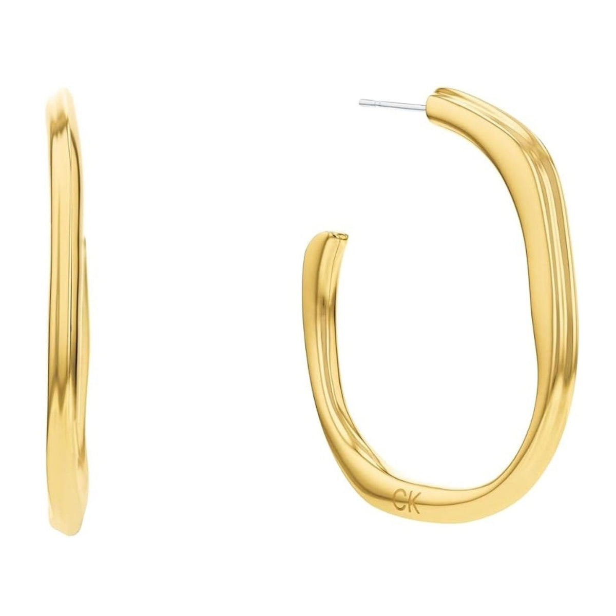 Γυναικεία σκουλαρίκια κρίκοι Calvin Klein Elemental 35000644 χρυσά από ανοξείδωτο ατσάλι