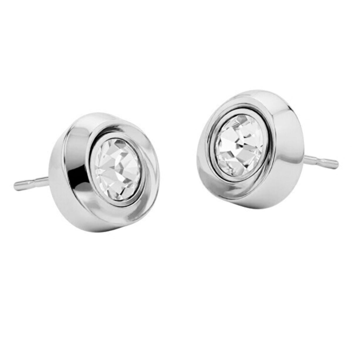 Γυναικεία καρφωτά σκουλαρίκια Calvin Klein Twisted Bezel Solitaire 35000771 ασημί με κρύσταλλα
