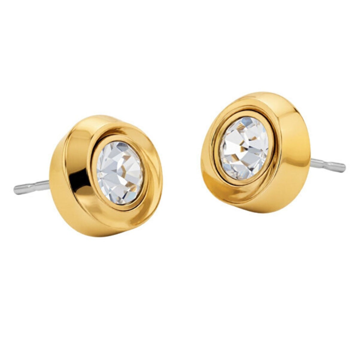 Γυναικεία καρφωτά σκουλαρίκια Calvin Klein Twisted Bezel Solitaire 35000772 χρυσά με κρύσταλλα