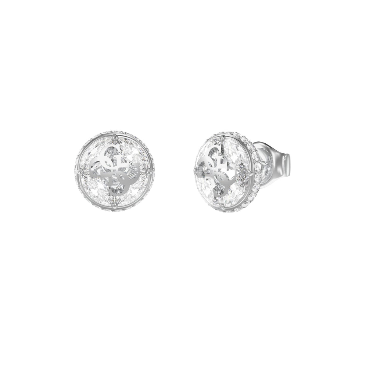 Γυναικεία σκουλαρίκια Guess 4G Supreme JUBE06395JWRHT/U ασημί με πέτρες