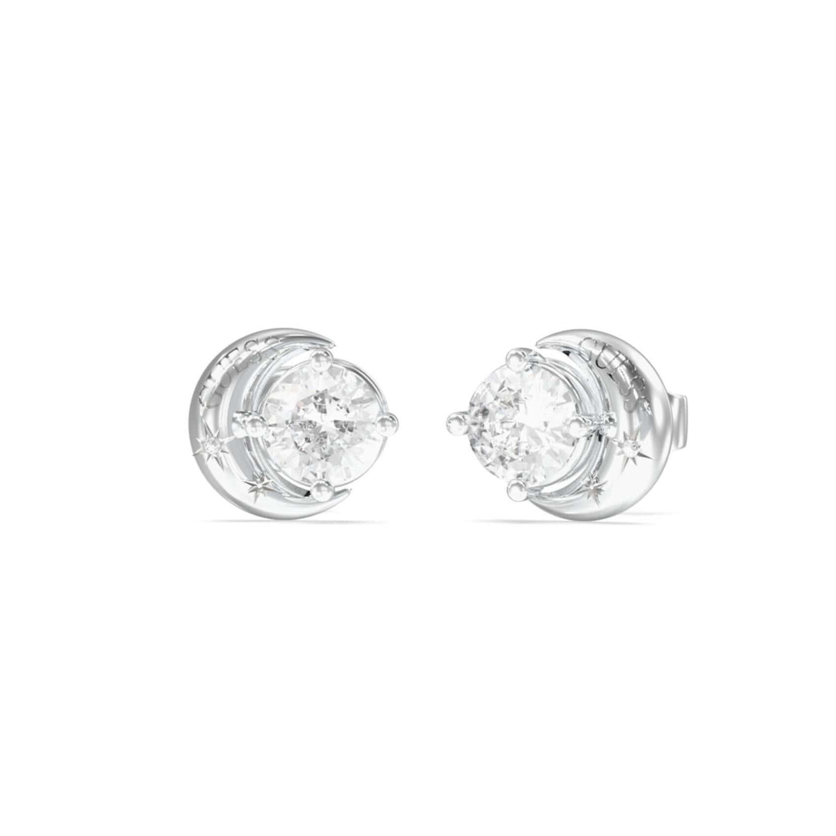 Γυναικεία σκουλαρίκια Guess Aurora JUBE06233JWRHT/U από ανοξείδωτο ατσάλι σε ασημί χρώμα με ζιργκόν. 