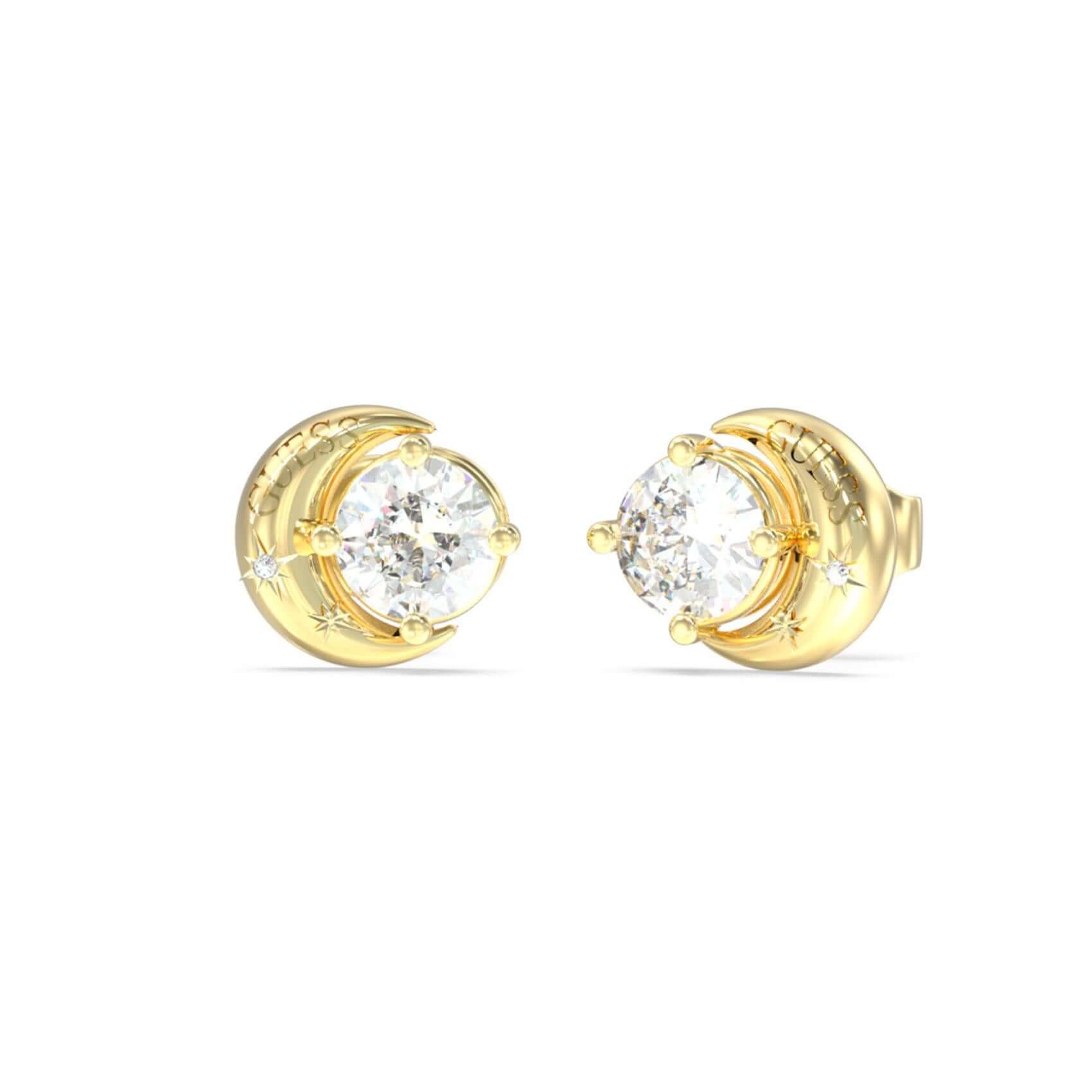 Γυναικεία σκουλαρίκια Guess Aurora JUBE06233JWYGT/U από ανοξείδωτο ατσάλι σε χρυσό χρώμα με ζιργκόν. 