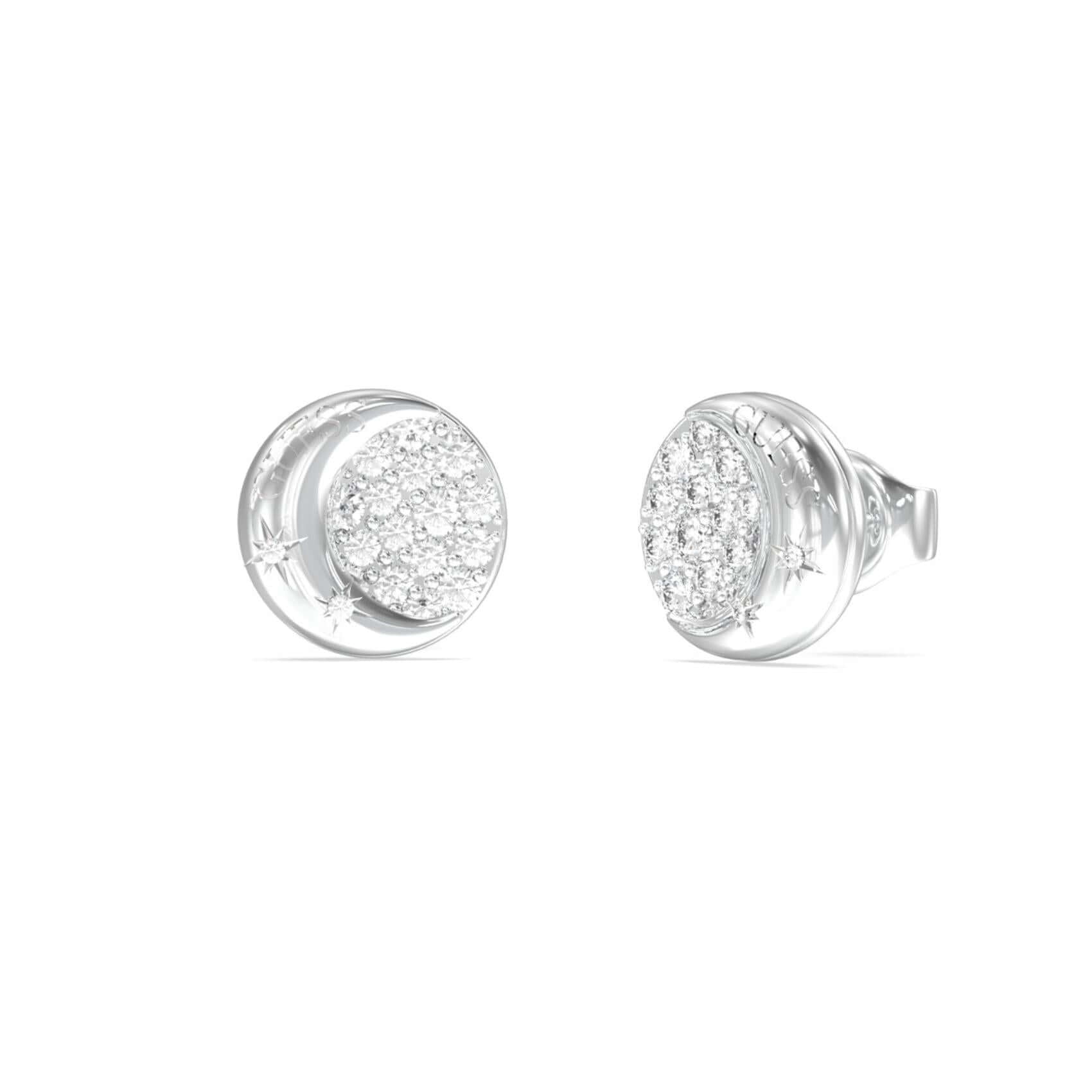 Γυναικεία σκουλαρίκια Guess Aurora JUBE06240JWRHT/U από ανοξείδωτο ατσάλι σε ασημί χρώμα με ζιργκόν. 