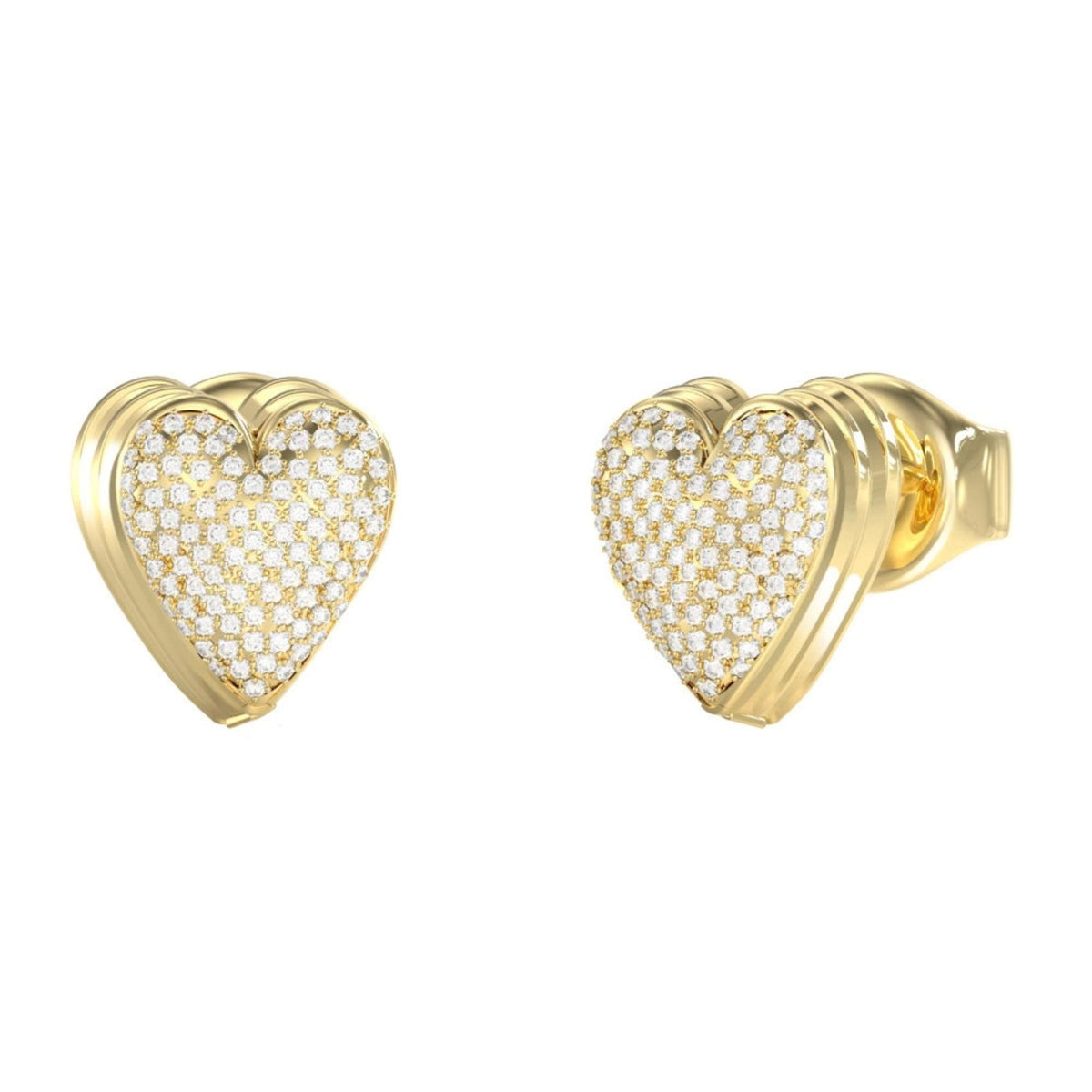 Γυναικεία σκουλαρίκια Guess By Your Side JUBE06080JWYGT/U χρυσά σε σχήμα καρδιάς με πέτρες