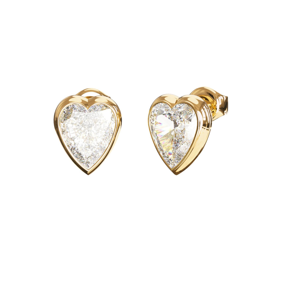 Γυναικεία σκουλαρίκια Guess Crystal Love JUBE06361JWYGT/U χρυσά με πέτρα σε σχήμα καρδιάς