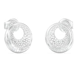 Γυναικεία σκουλαρίκια Guess Moon Drops JUBE06247JWRHT-U από ανοξείδωτο ατσάλι με λευκά ζιργκόν.