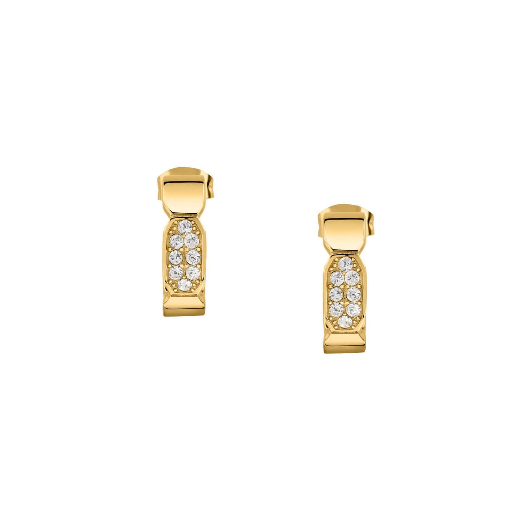 Γυναικεία σκουλαρίκια Karl Lagerfeld Crystals KLAYC61 από ανοξείδωτο ατσάλι σε χρυσό χρώμα με ζιργκόν.
