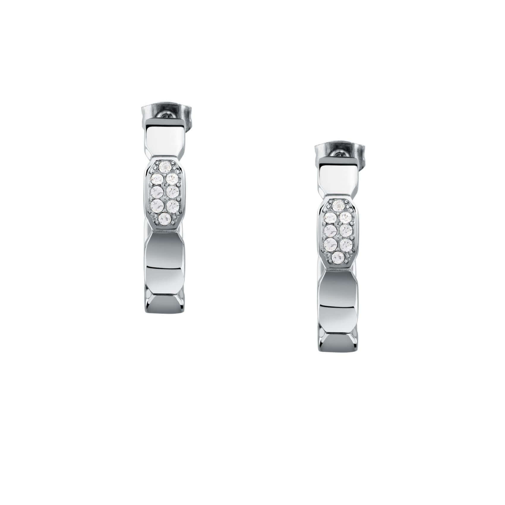 Γυναικεία σκουλαρίκια Karl Lagerfeld Crystals KLAYC66 από ανοξείδωτο ατσάλι σε ασημί χρώμα με ζιργκόν.
