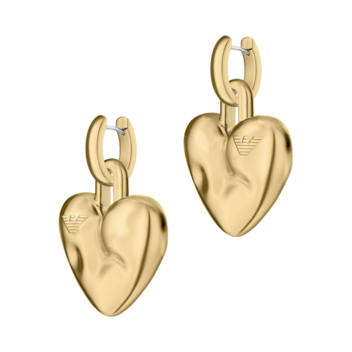 Γυναικεία σκουλαρίκια κρεμαστά Emporio Armani Iconic Trend EGS3408710 από ορείχαλκο σε χρυσό χρώμα με μοτίφ καρδιάς