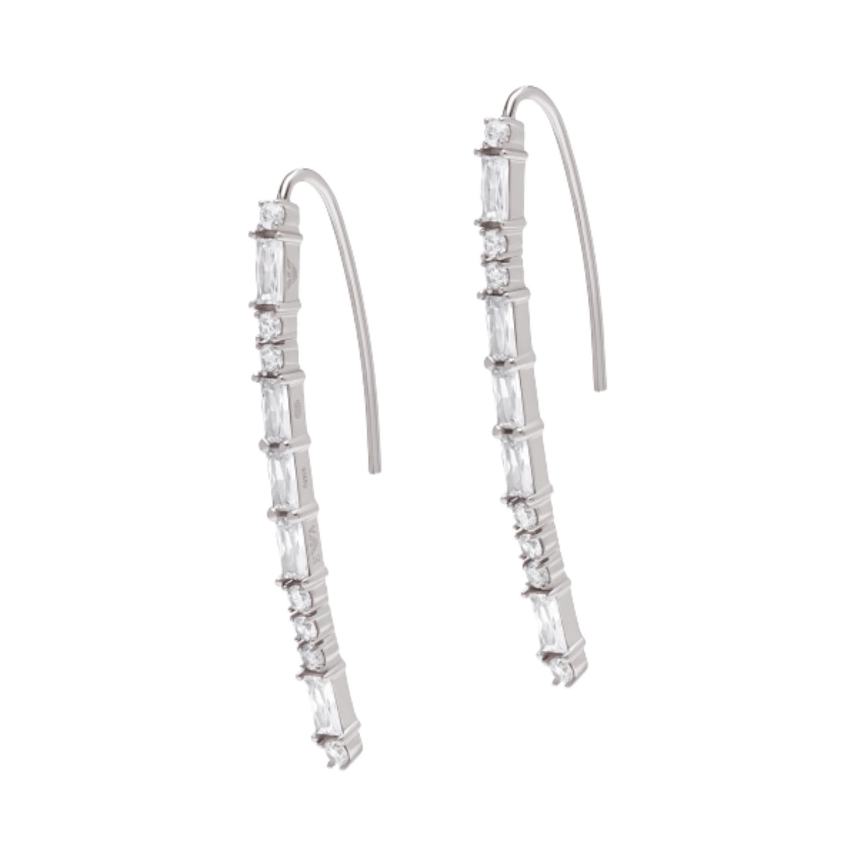 Γυναικεία σκουλαρίκια κρεμαστά Emporio Armani Sentimental EG3606040 από ασήμι 925 σε ασημί χρώμα με λευκά ζιργκόν