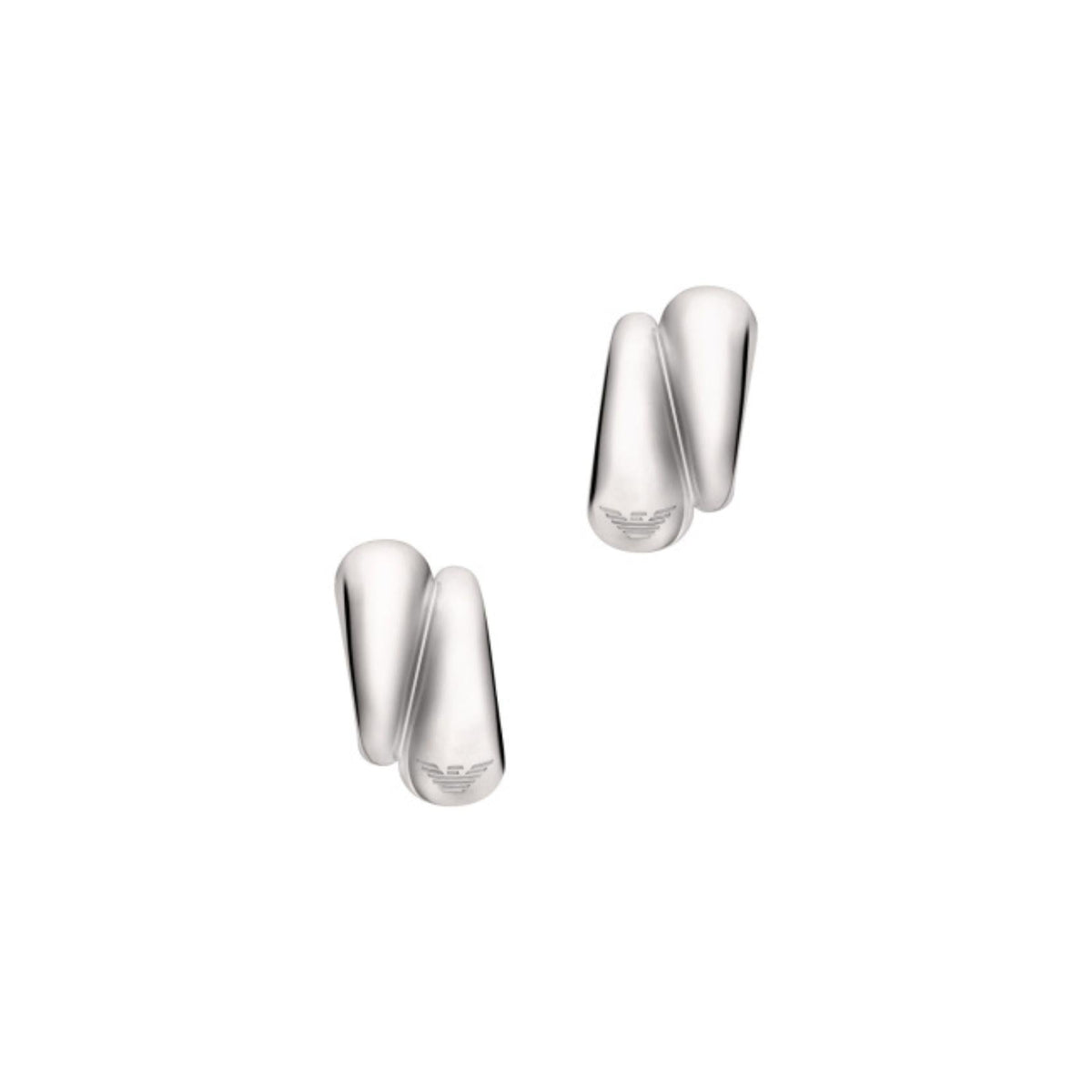 Γυναικεία σκουλαρίκια κρίκοι Emporio Armani Iconic Trend EGS3342040 από ορείχαλκο σε ασημί χρώμα με γυαλιστερό φινίρισμα.