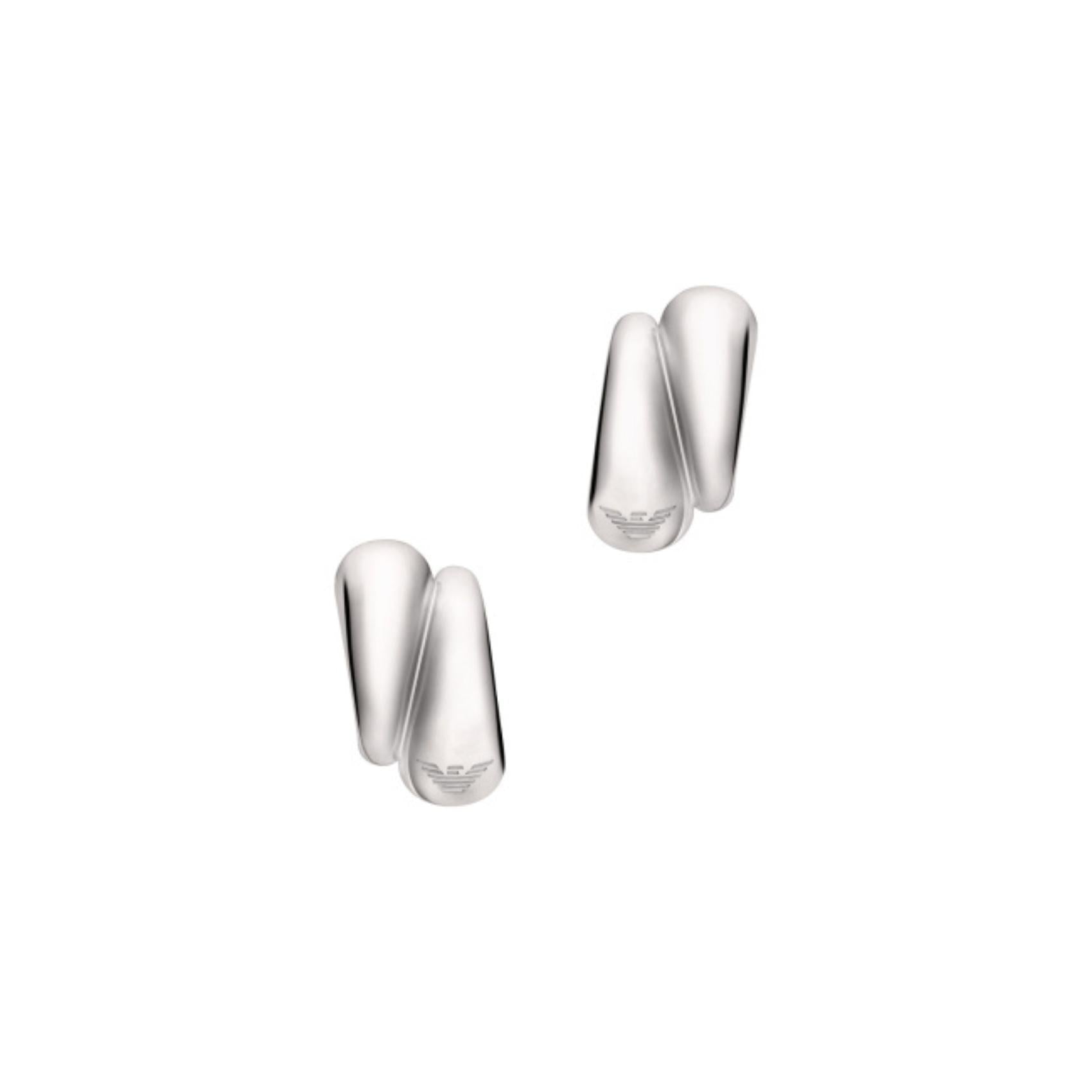 Γυναικεία σκουλαρίκια κρίκοι Emporio Armani Iconic Trend EGS3342040 από ορείχαλκο σε ασημί χρώμα με γυαλιστερό φινίρισμα.