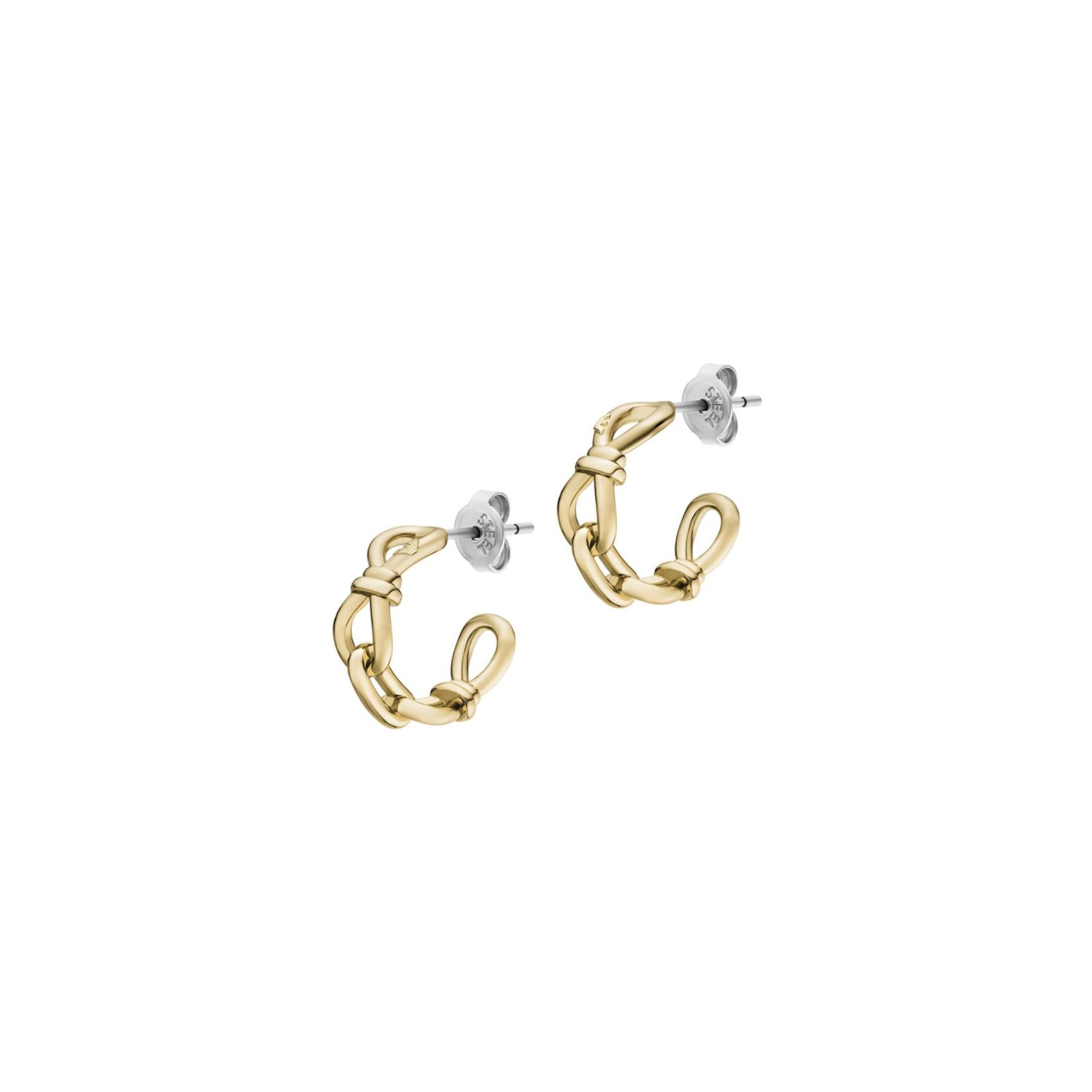 Γυναικεία σκουλαρίκια κρίκοι Emporio Armani Sentimental EGS3329710 από ορείχαλκο σε χρυσό χρώμα με σχέδιο αλυσίδας