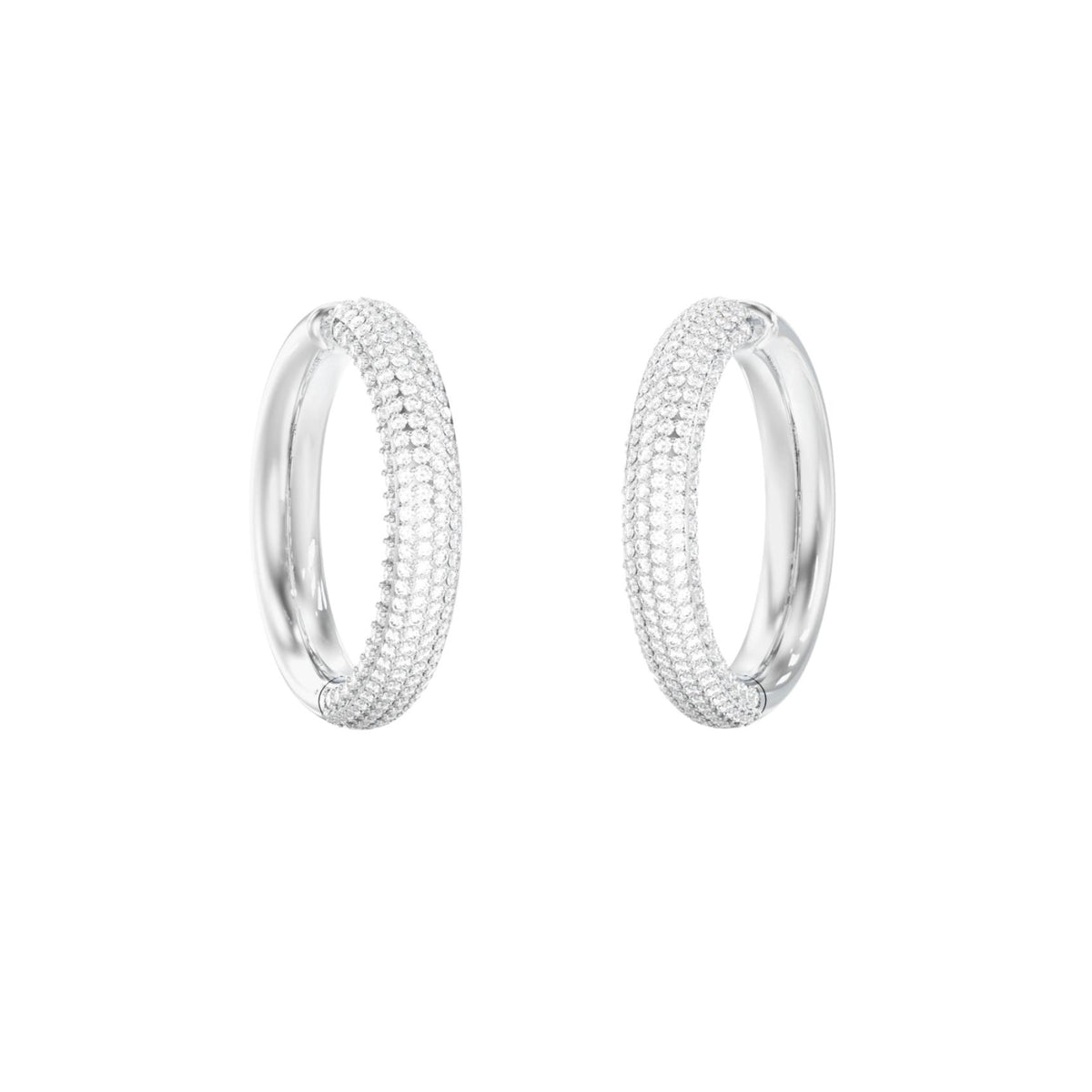 Γυναικεία σκουλαρίκια κρίκοι Guess Madison JUBE06425JWRHT/U ασημί με πέτρες