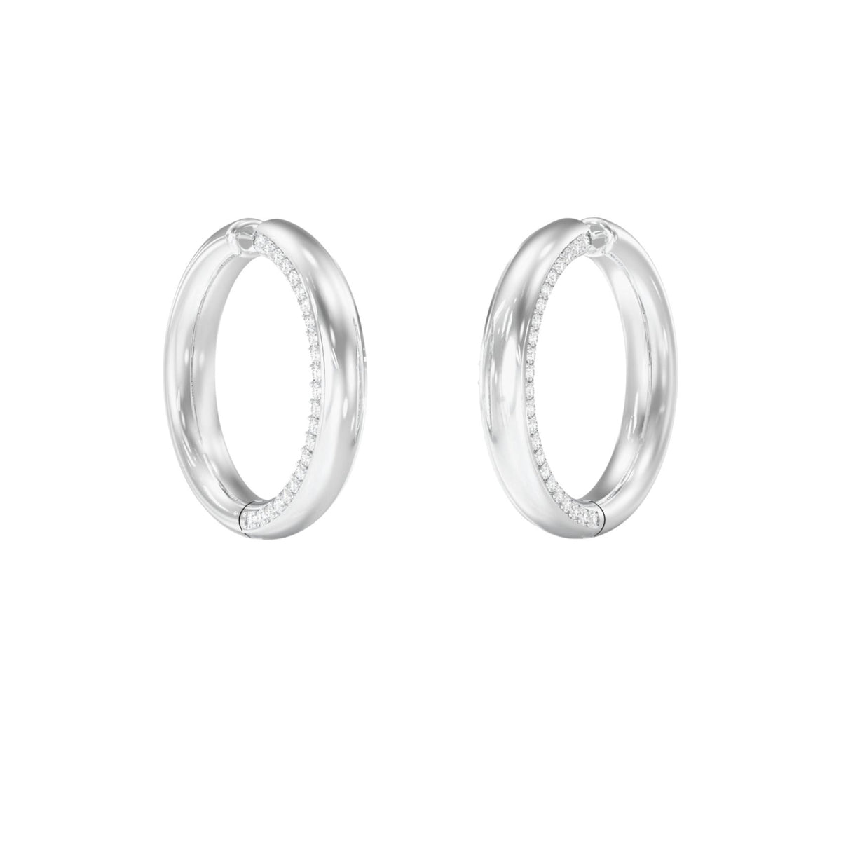 Γυναικεία σκουλαρίκια κρίκοι Guess Madison JUBE06427JWRHT/U ασημί με πέτρες