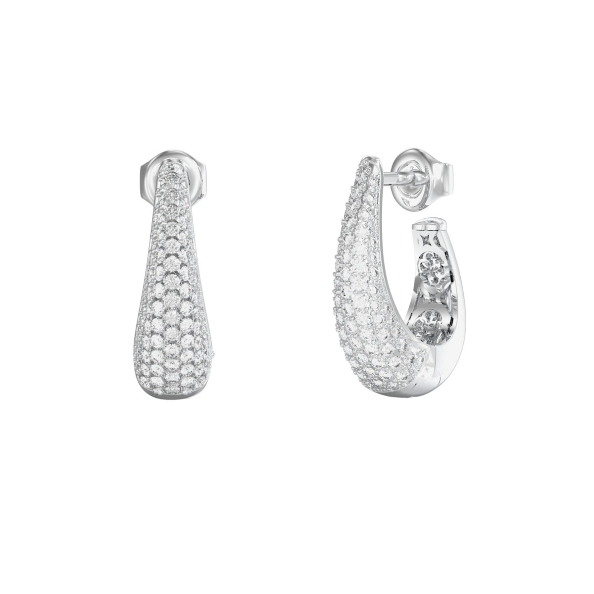 Γυναικεία σκουλαρίκια κρίκοι Guess Madison JUBE06429JWRHT/U ασημί με πέτρες, 2,3 cm