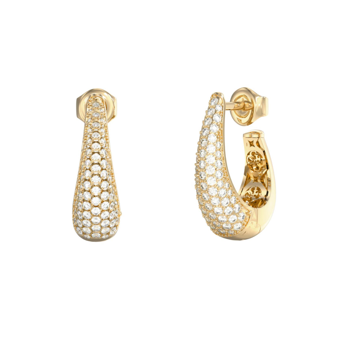 Γυναικεία σκουλαρίκια κρίκοι Guess Madison JUBE06429JWYGT/U χρυσά με πέτρες