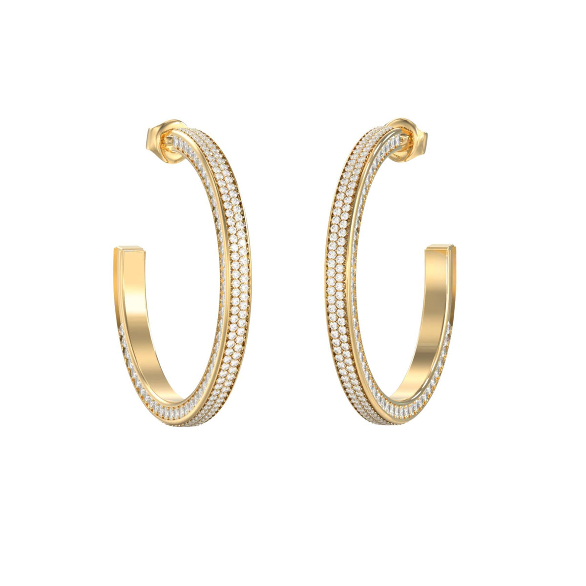 Γυναικεία σκουλαρίκια κρίκοι Guess Madison JUBE06435JWYGT/U χρυσά με πέτρες