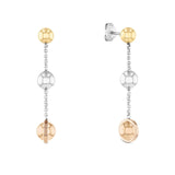 Γυναικεία ατσάλινα τρίχρωμα μακριά σκουλαρίκια Tommy Hilfiger 2780820 σε ασημί, χρυσό και ροζ χρυσό με σφαιρικά στοιχεία.