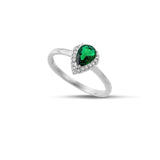 Ασημένιο δαχτυλίδι SRG003 με ροζέτα δάκρυ, πράσινη πέτρα και ζιργκόν σε ασήμι 925.