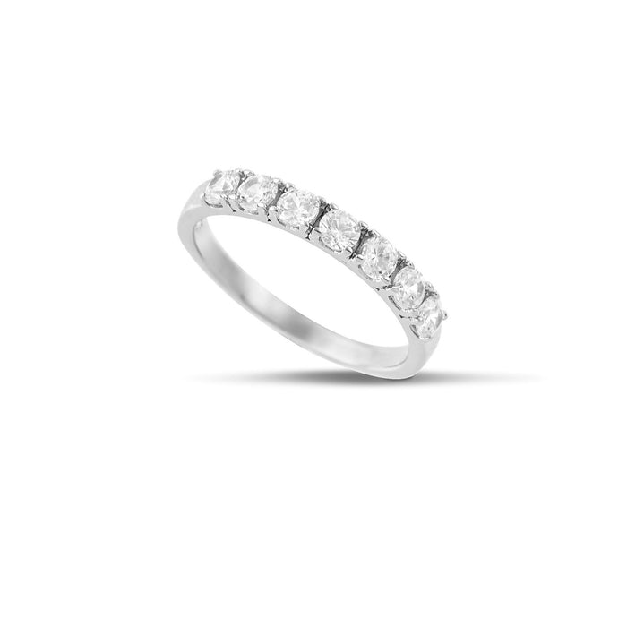 Ασημένιο δαχτυλίδι μισόβερο SRG007 με λευκά ζιργκόν σε ασήμι 925.