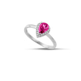 Ασημένιο δαχτυλίδι SRG012 με ροζέτα δάκρυ, κόκκινη πέτρα και ζιργκόν σε ασήμι 925.