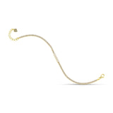 Ασημένιο βραχιόλι ριβιέρα SBT006 σε χρυσό χρώμα με λευκά ζιργκόν και μεγαλύτερες πέτρες princess cut στο κέντρο, ασήμι 925, ρυθμιζόμενο 18–22cm.