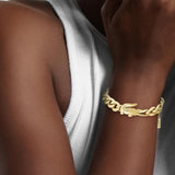 Γυναικείο ατσάλινο βραχιόλι σε χρυσό χρώμα, Lacoste, με το λογότυπο του κροκόδειλου 