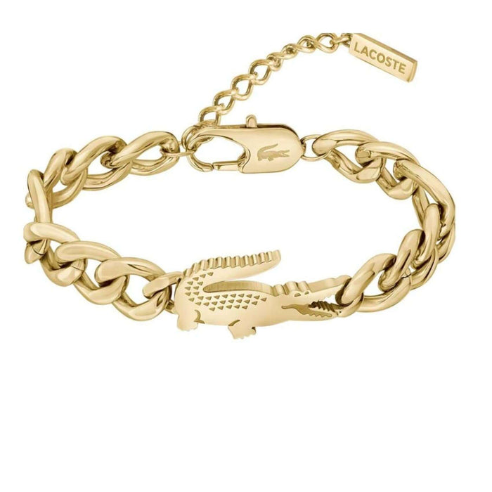 Χρυσό ατσάλινο βραχιόλι Lacoste 2040374 με το σύμβολο του κροκόδειλου 