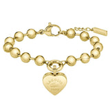 Γυναικείο Βραχιόλι Lacoste 2040506 με Χάντρες και Καρδιά Ατσάλινο Χρυσό